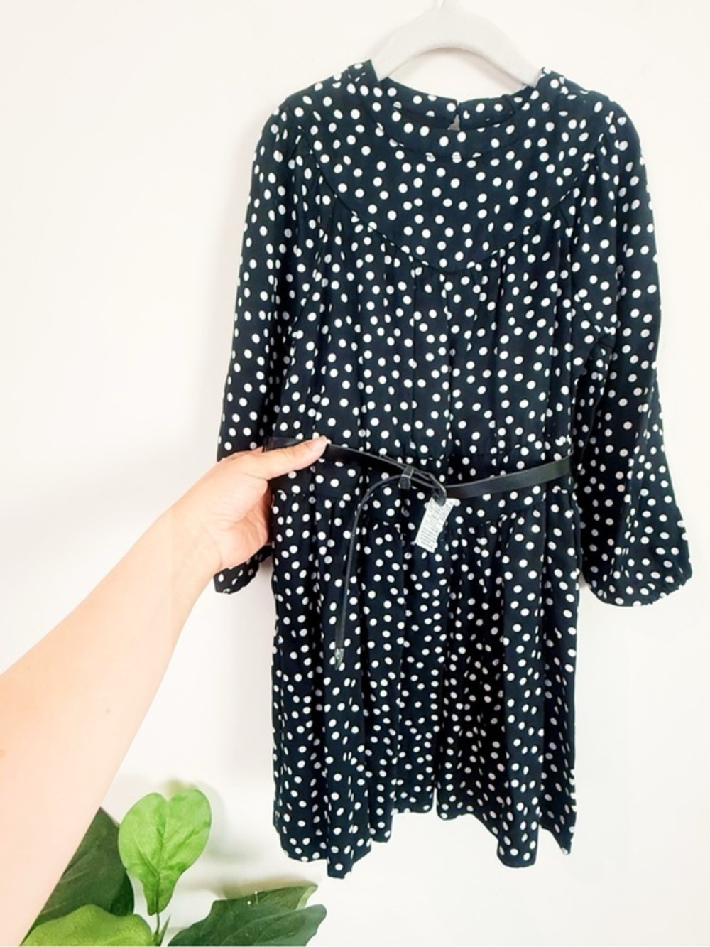 Zara Black Polka Dot Kids Dress with belt